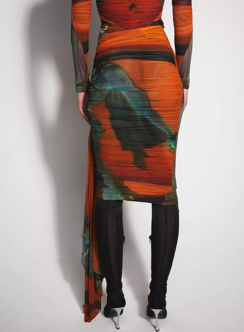 Hot MUGLER archive print ruched skirt