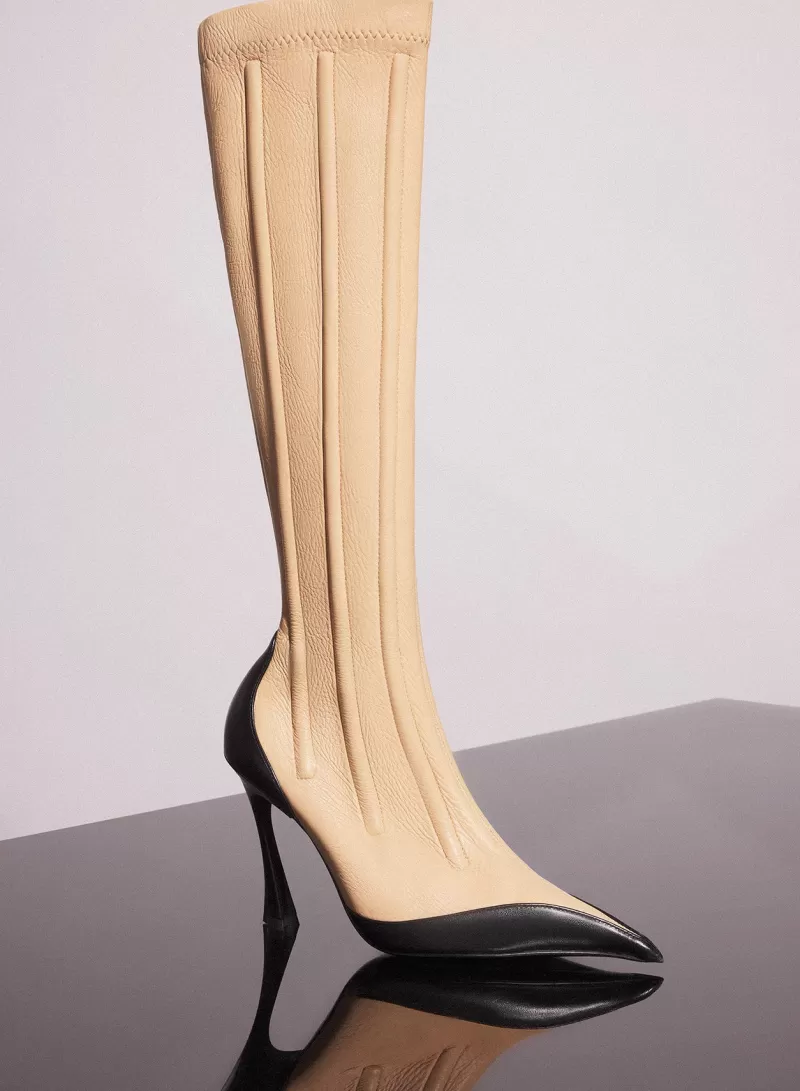 Sale MUGLER bi-color boned leather fang 95 boots