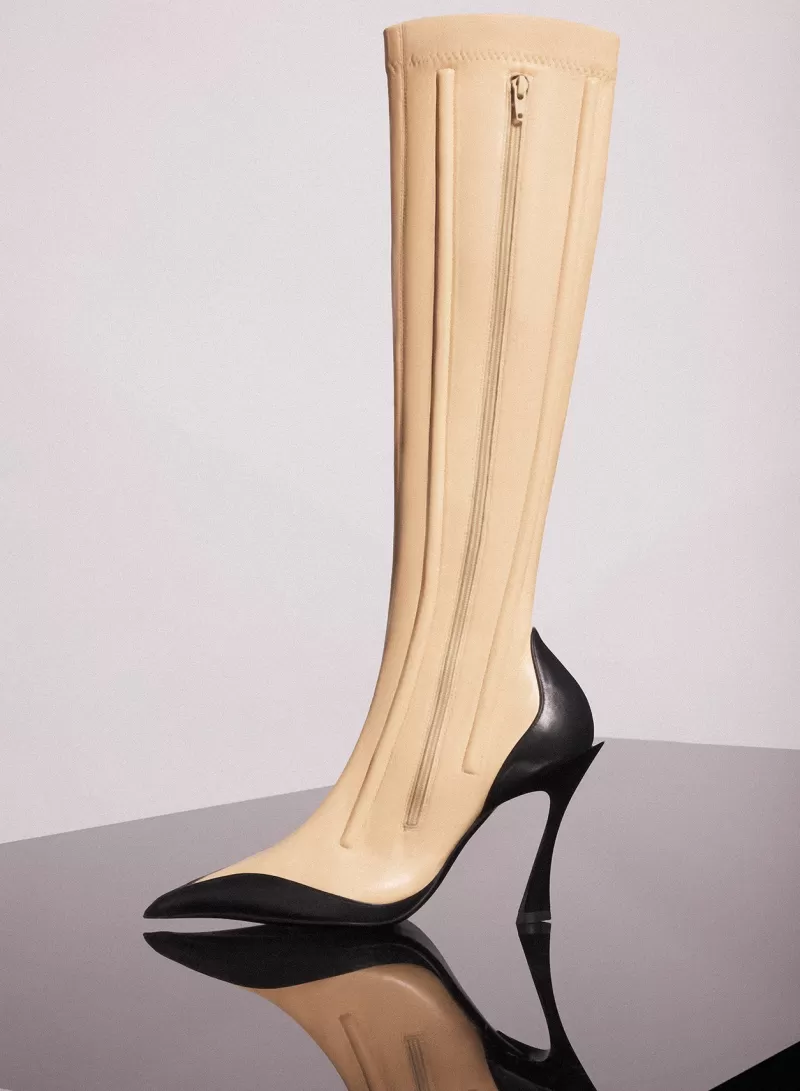 Sale MUGLER bi-color boned leather fang 95 boots