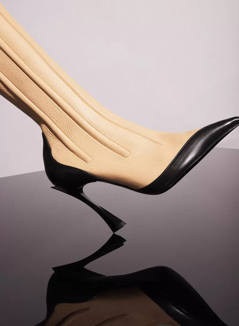 Sale MUGLER bi-color boned leather fang 95 boots