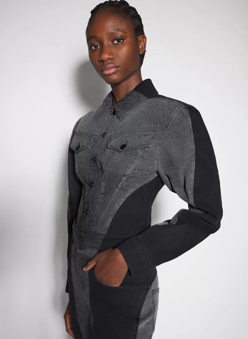 Store MUGLER bi-tone black denim jacket