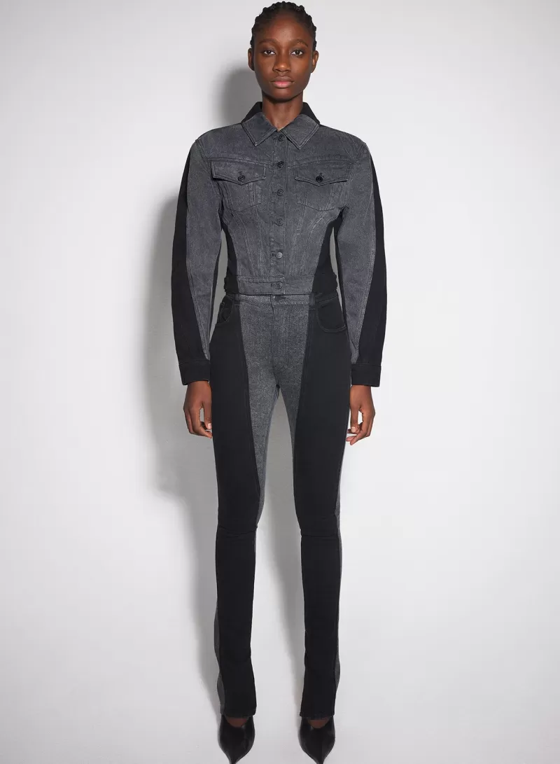 Store MUGLER bi-tone black denim jacket