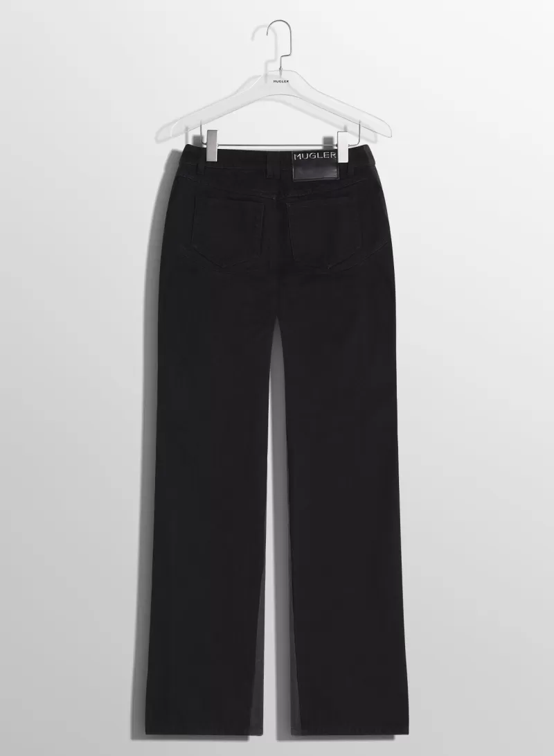 Cheap MUGLER bi-tone black straight leg jeans