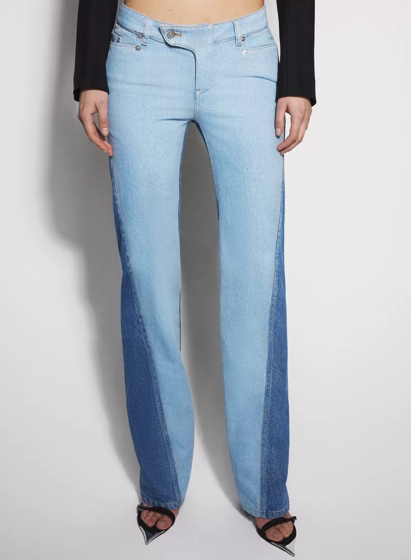 Clearance MUGLER bi-tone blue straight leg jeans