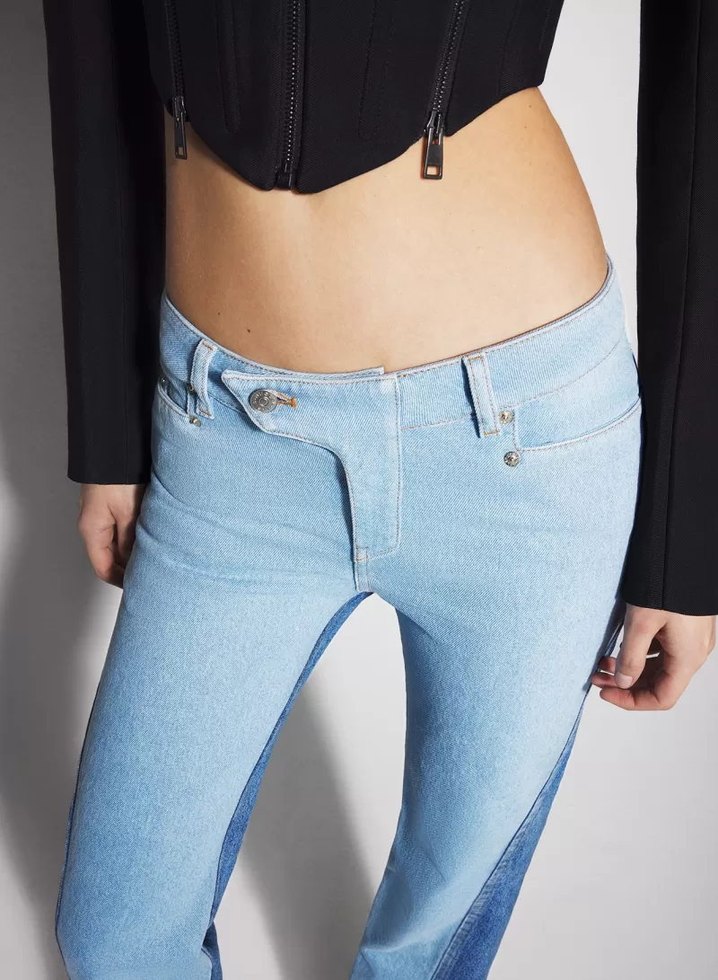 Clearance MUGLER bi-tone blue straight leg jeans