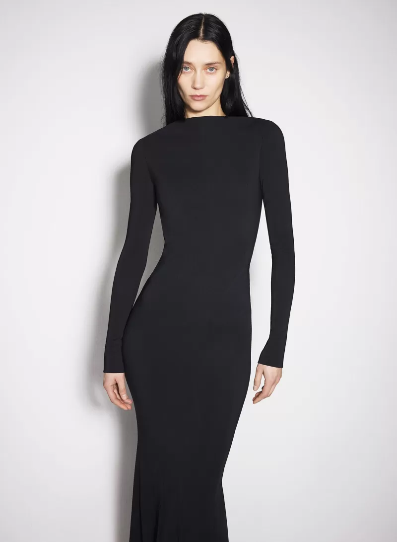 Discount MUGLER black backless buckled crepe gown