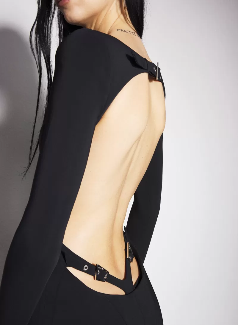 black_backless_buckled_crepe_gown_2-1.webp Discount MUGLER black backless buckled crepe gown