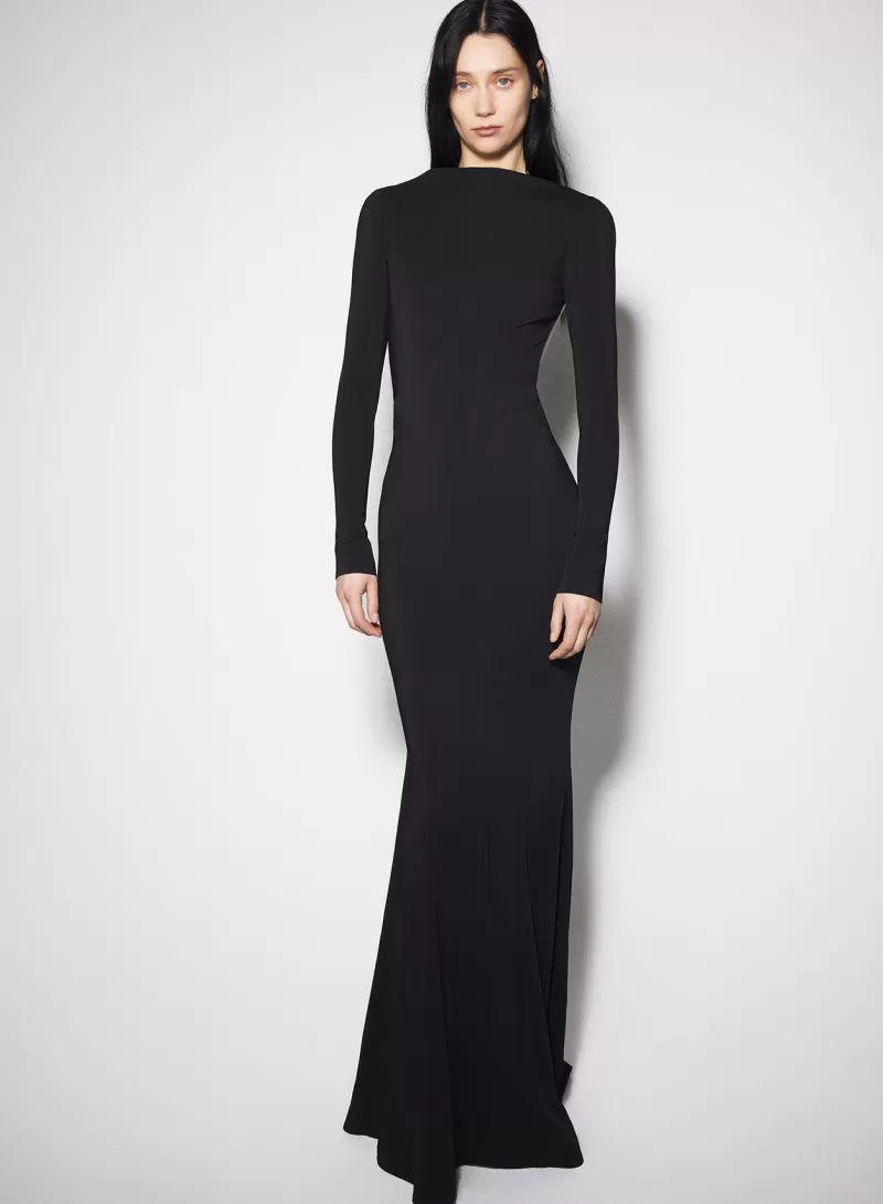 black_backless_buckled_crepe_gown_3-1.webp Discount MUGLER black backless buckled crepe gown