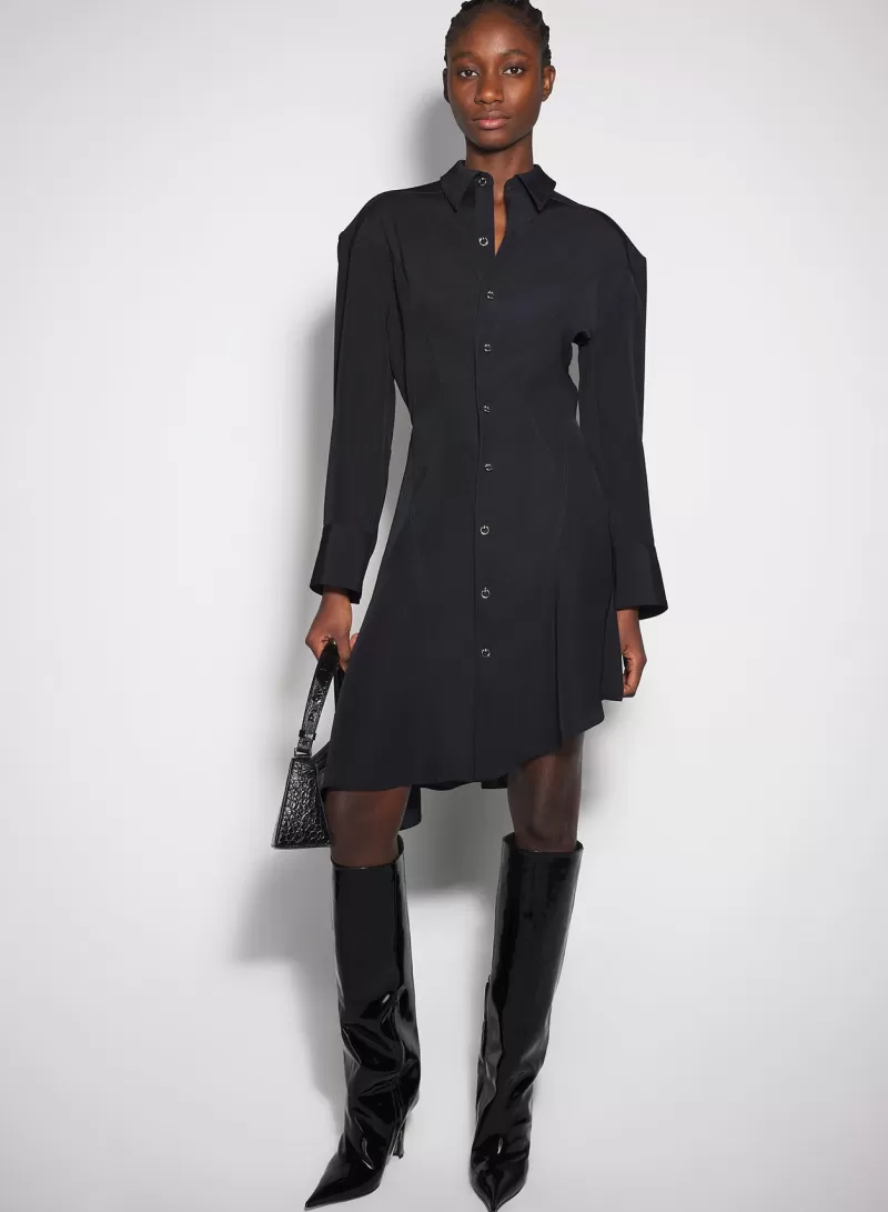Shop MUGLER black backless shirt dress