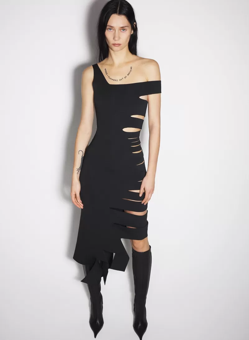 Shop MUGLER black bandage knit dress