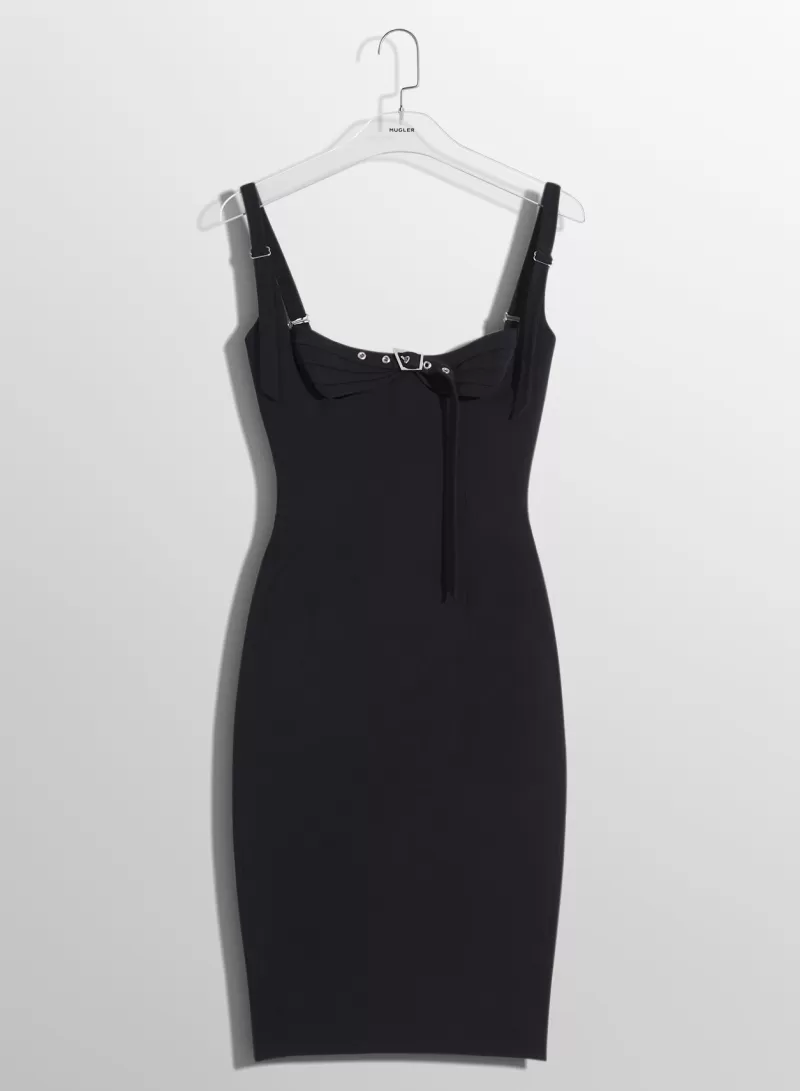 Online MUGLER black buckled bustier dress