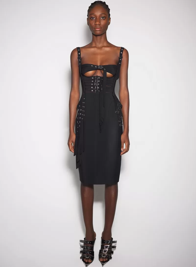 Best MUGLER black buckled corset top