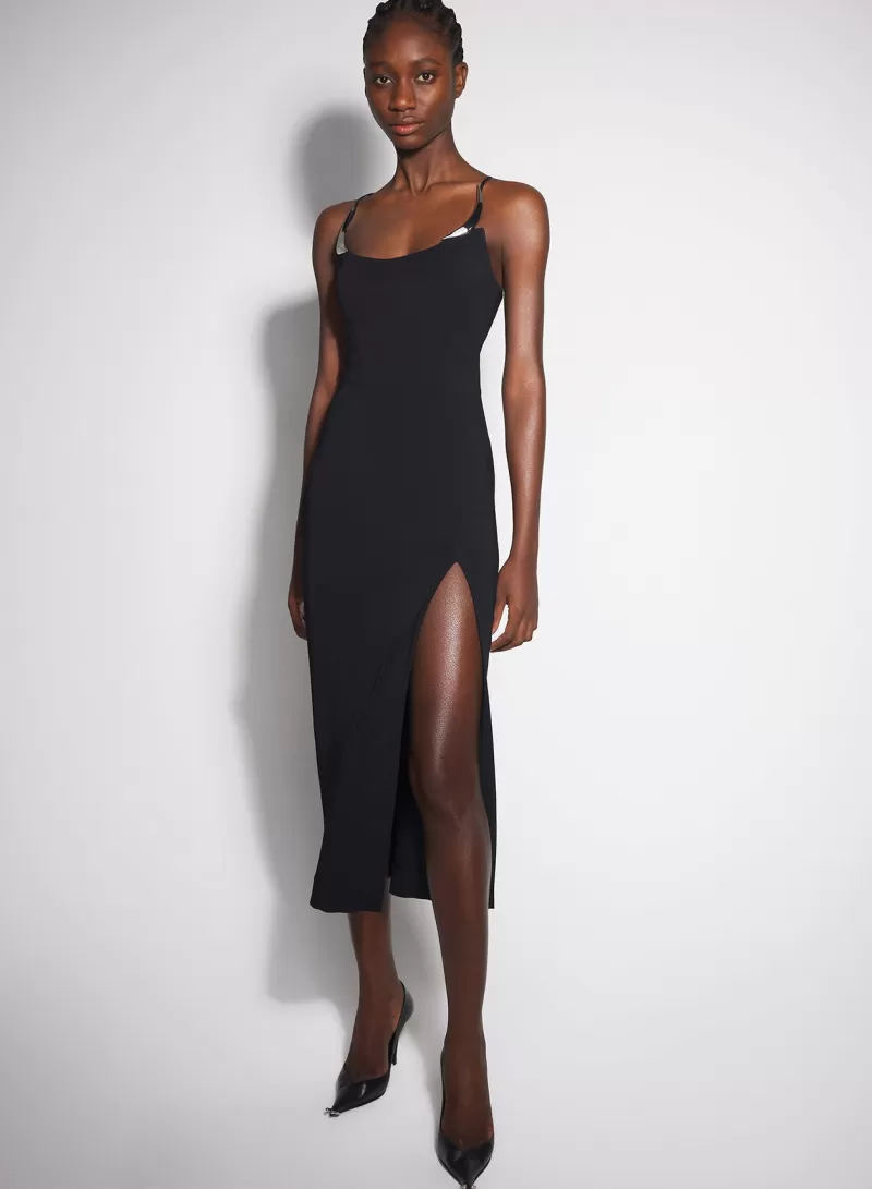 New MUGLER black cocktail dress with metallic details