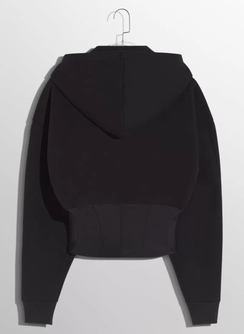 New MUGLER black corseted hoodie