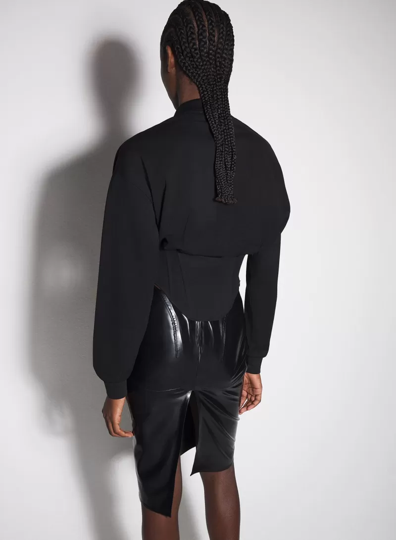 Best MUGLER black corseted polo