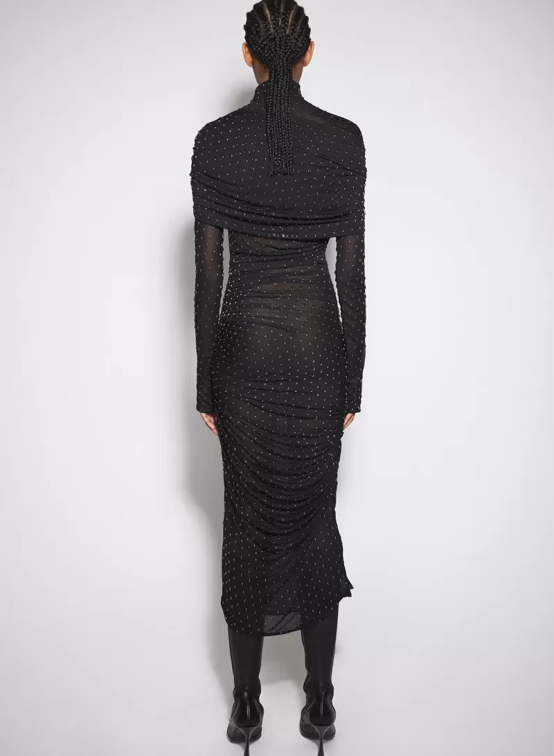 Cheap MUGLER black embellished ruched dress