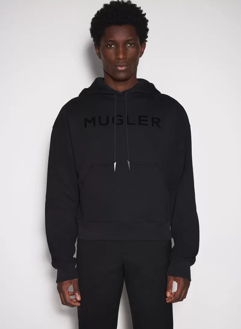 Cheap MUGLER black logo hoodie
