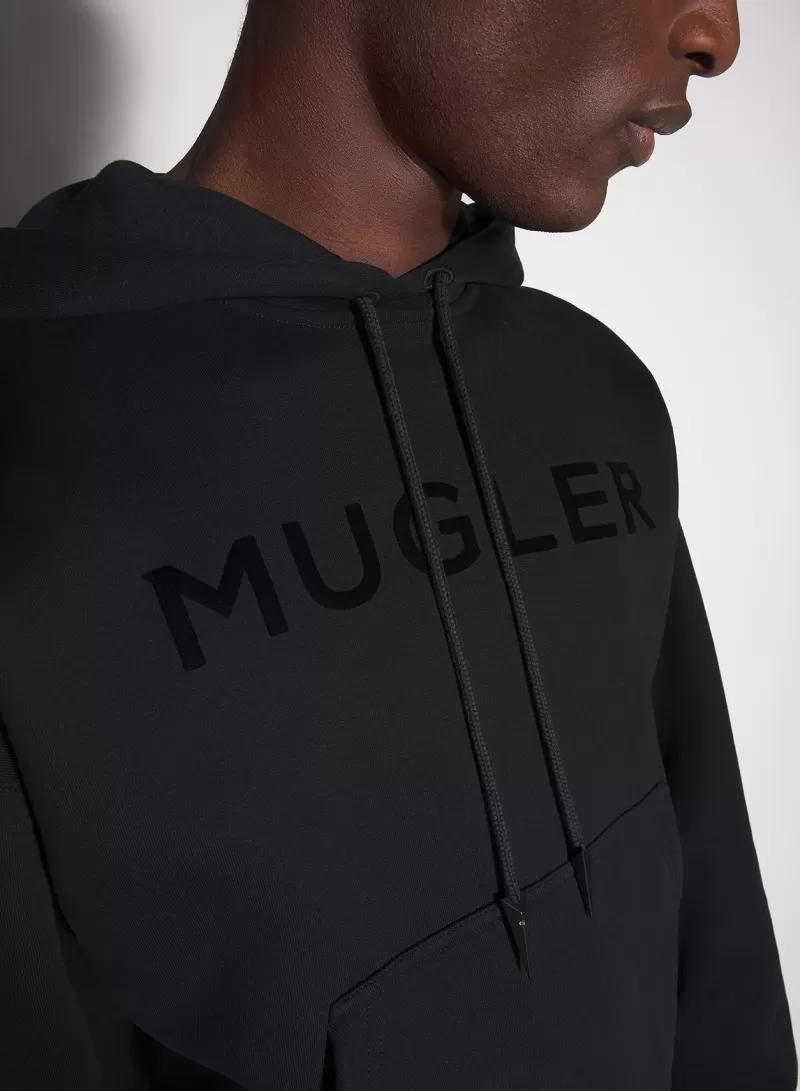 Cheap MUGLER black logo hoodie