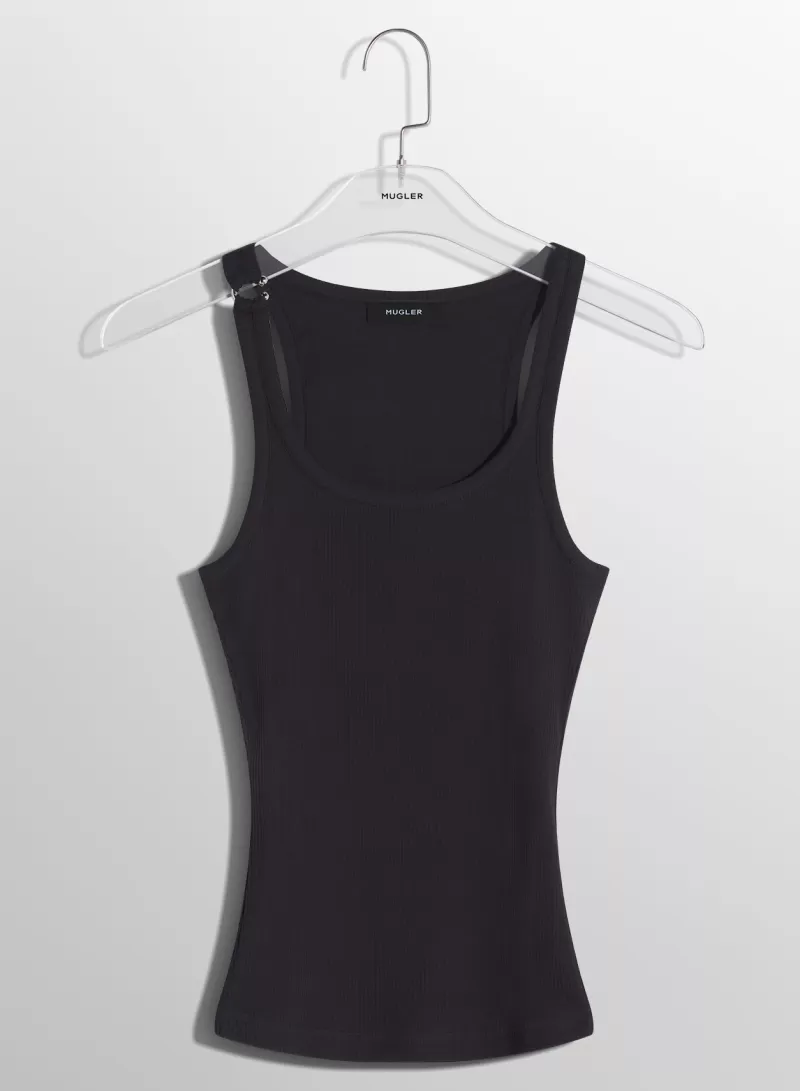 Discount MUGLER black pierced tank top