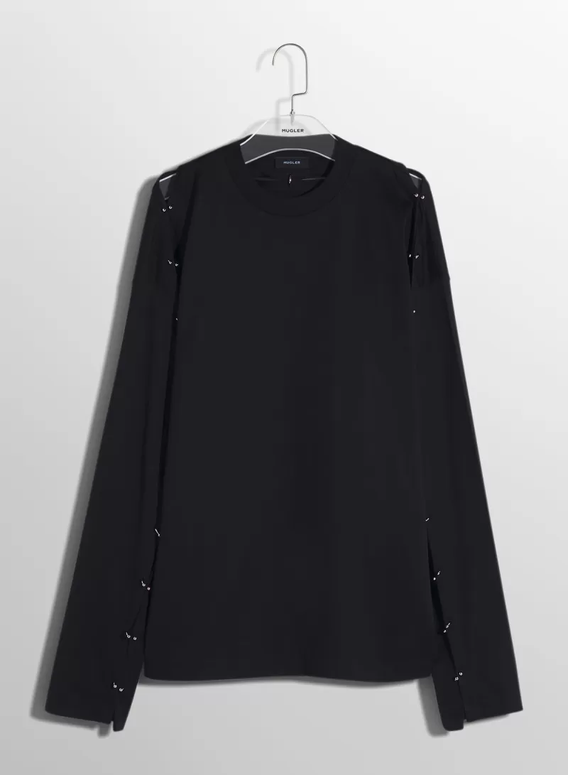 Discount MUGLER black pierced T-shirt