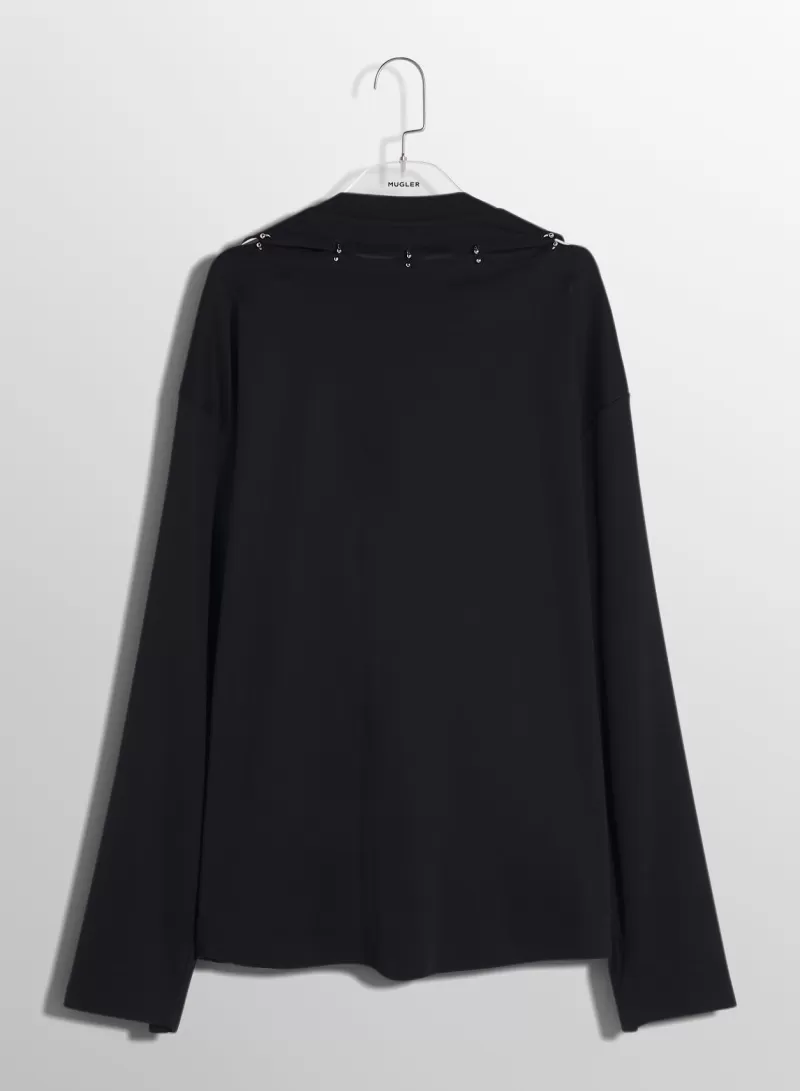 Discount MUGLER black pierced T-shirt