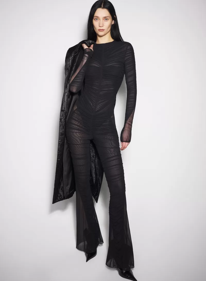 Shop MUGLER black ruched bodysuit