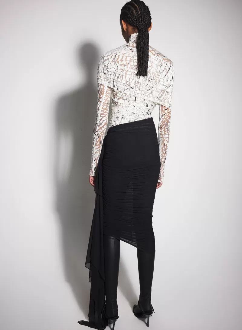 Cheap MUGLER black ruched skirt