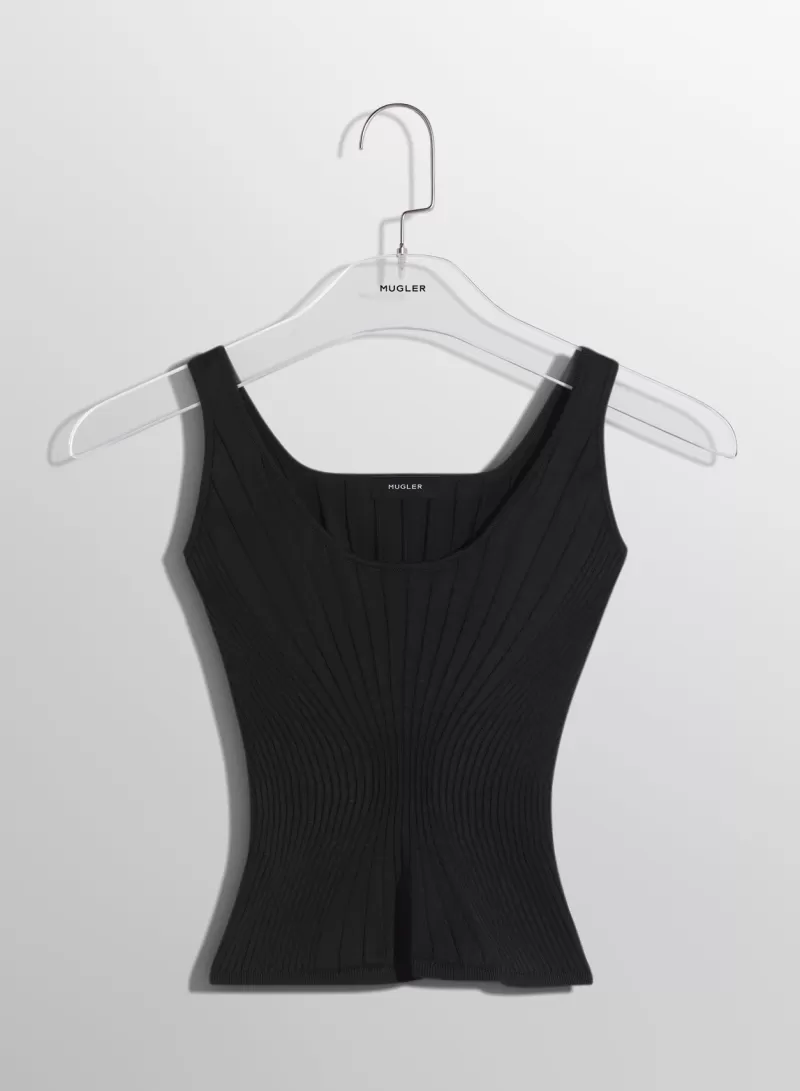Fashion MUGLER black sculpting knit tank top
