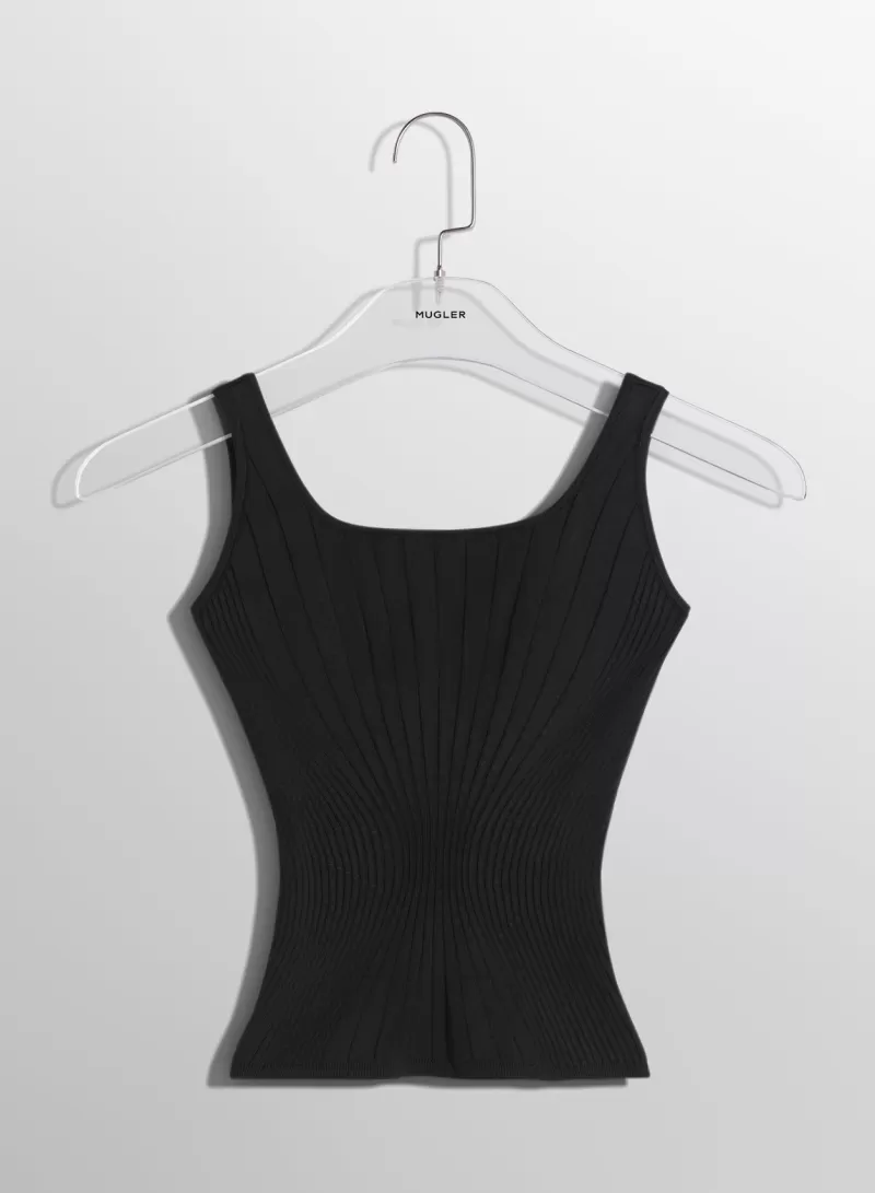 Fashion MUGLER black sculpting knit tank top
