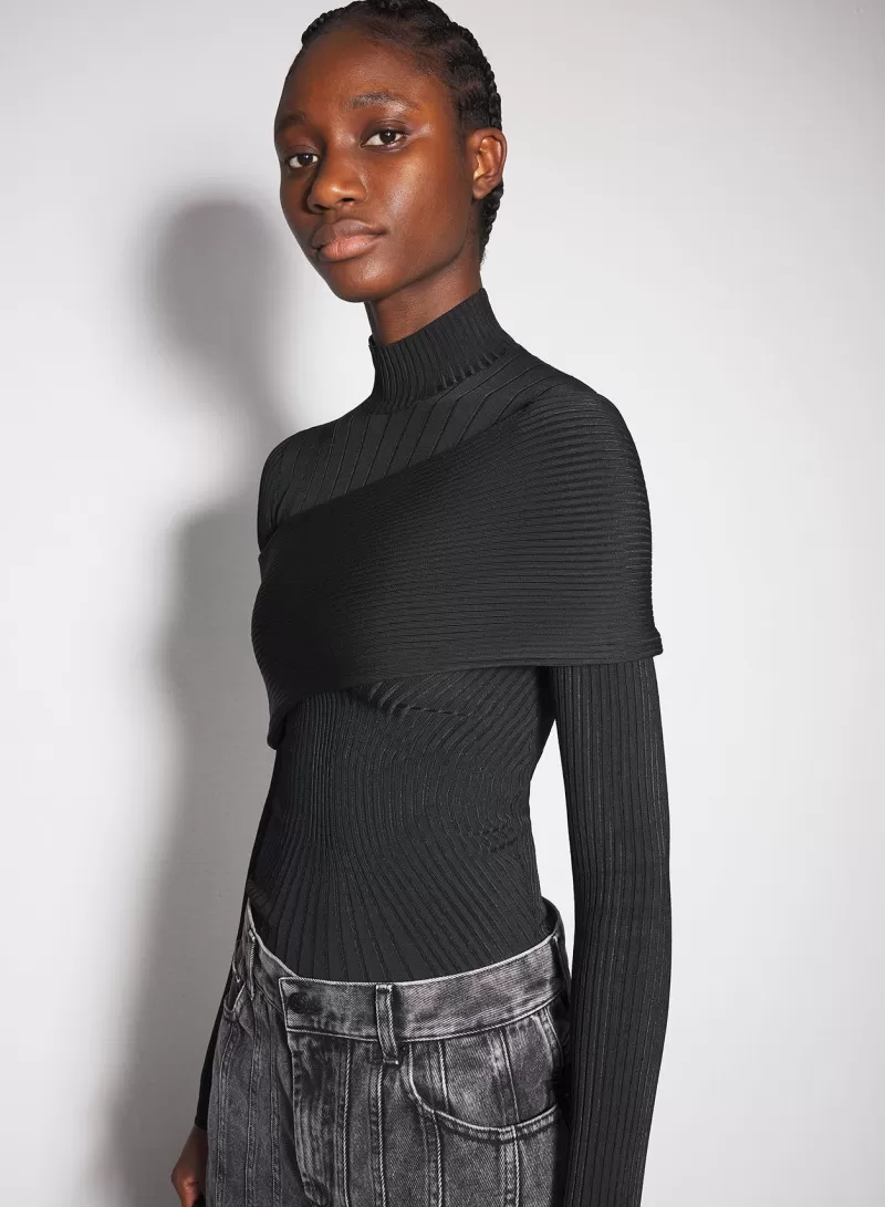 Cheap MUGLER black sculpting knit top