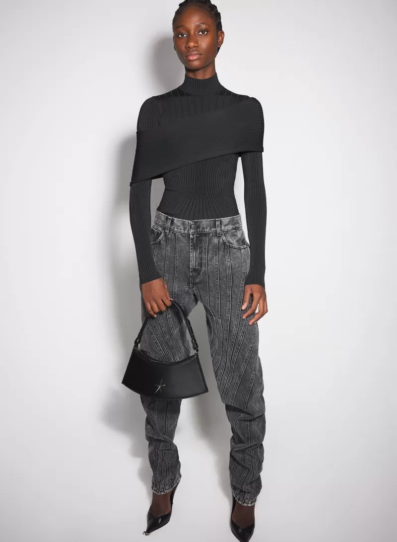 Cheap MUGLER black sculpting knit top