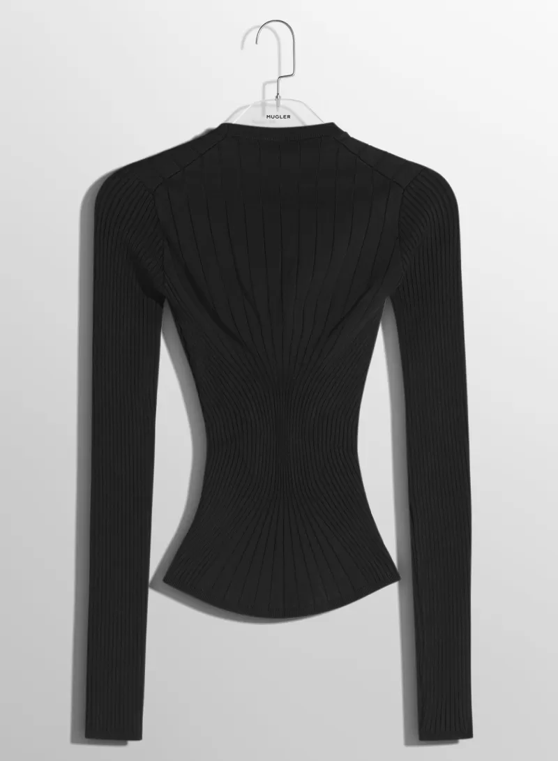 Outlet MUGLER black sculpting knit top
