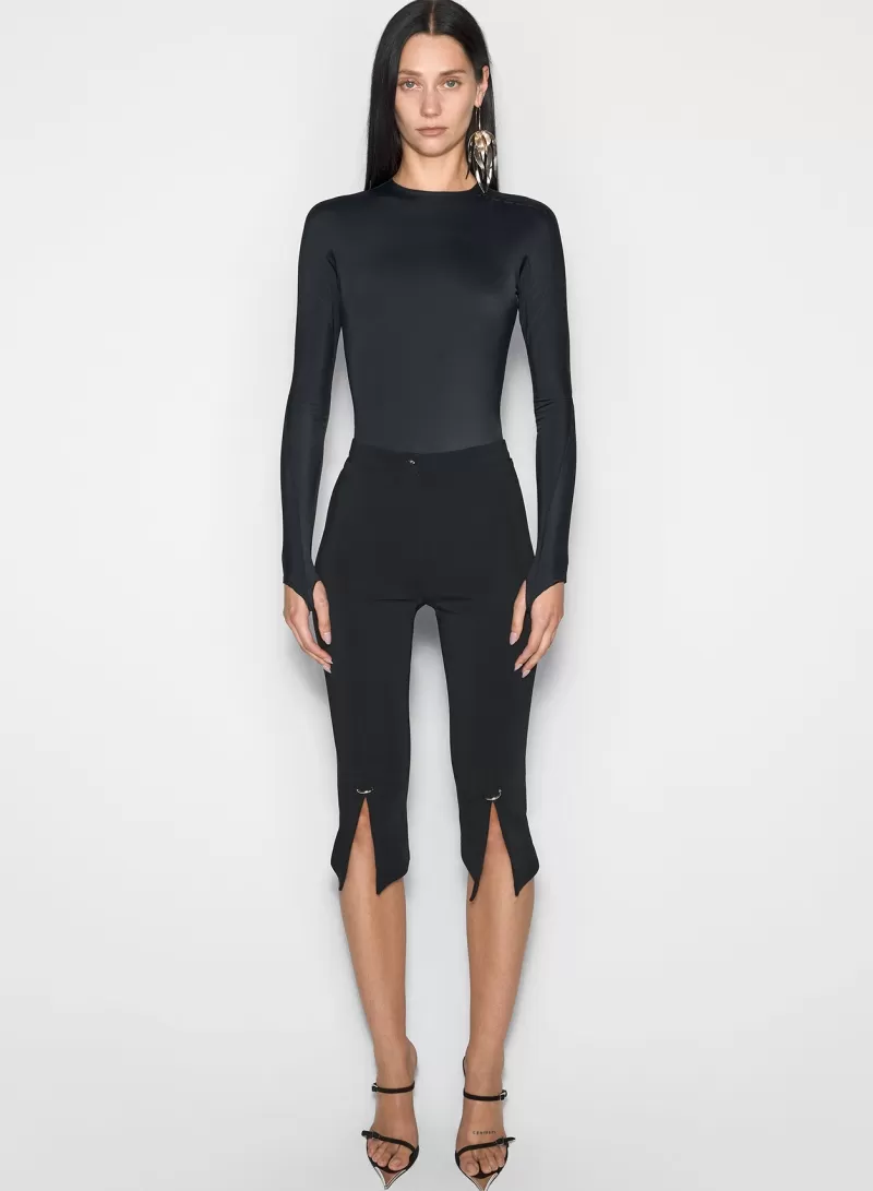 Shop MUGLER black shoulder logo bodysuit