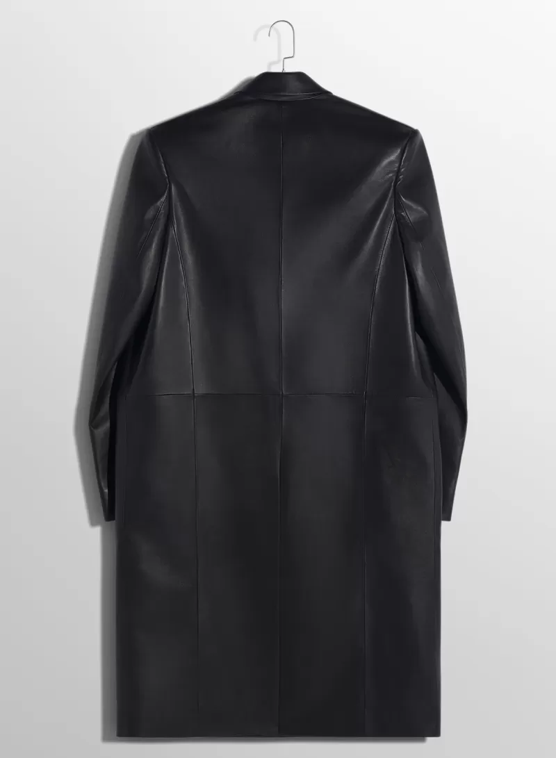 Sale MUGLER black single-breasted leather coat