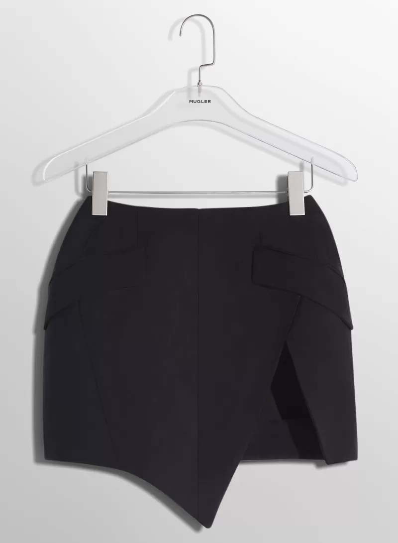 Hot MUGLER black slitted mini skirt