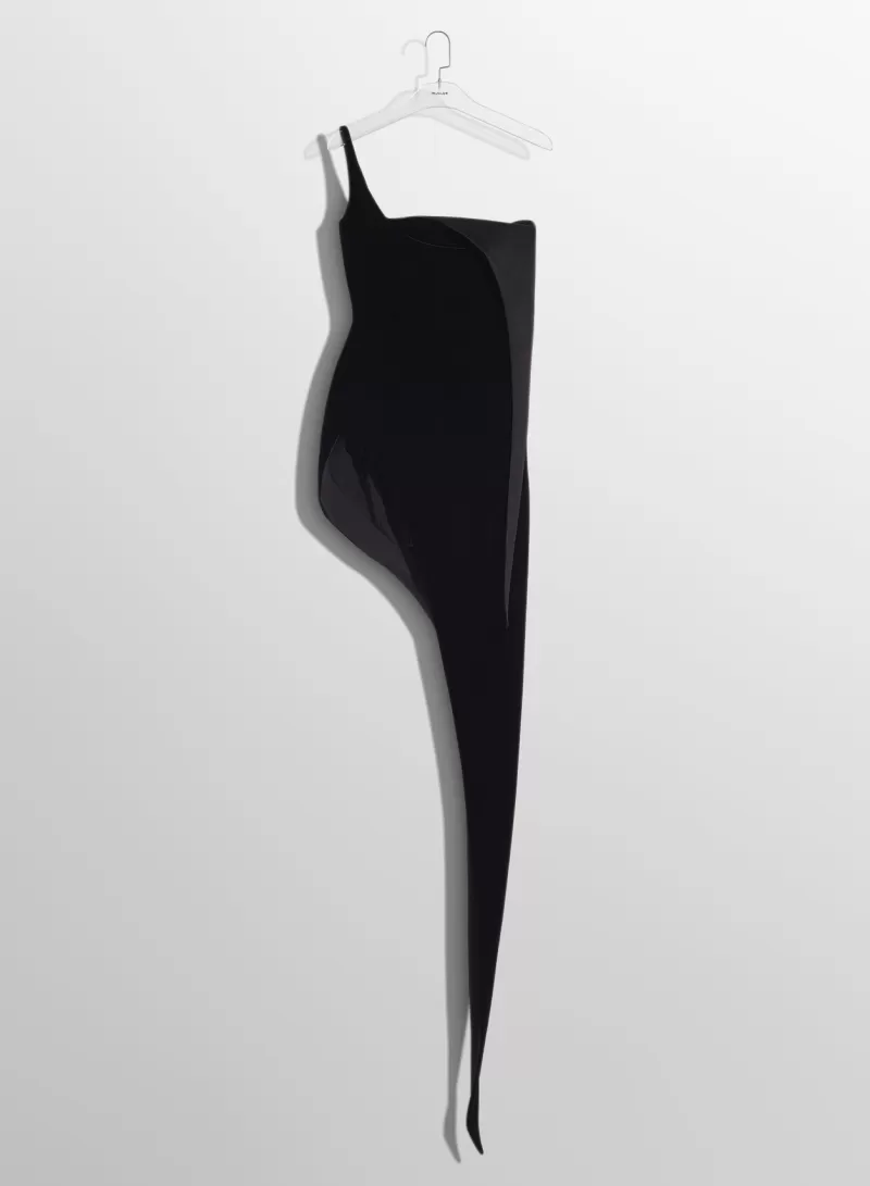 Shop MUGLER black spiky velvet corset dress