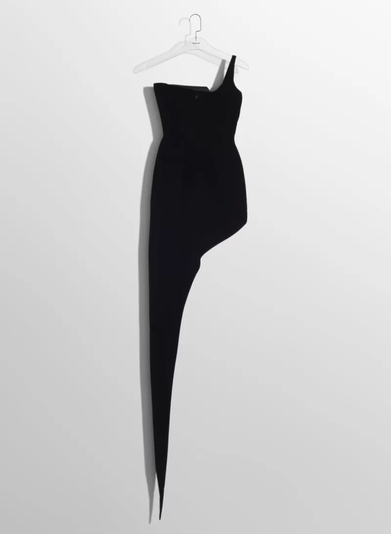 Shop MUGLER black spiky velvet corset dress