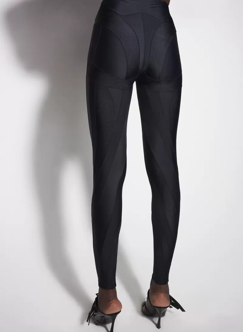 Discount MUGLER black spiral leggings