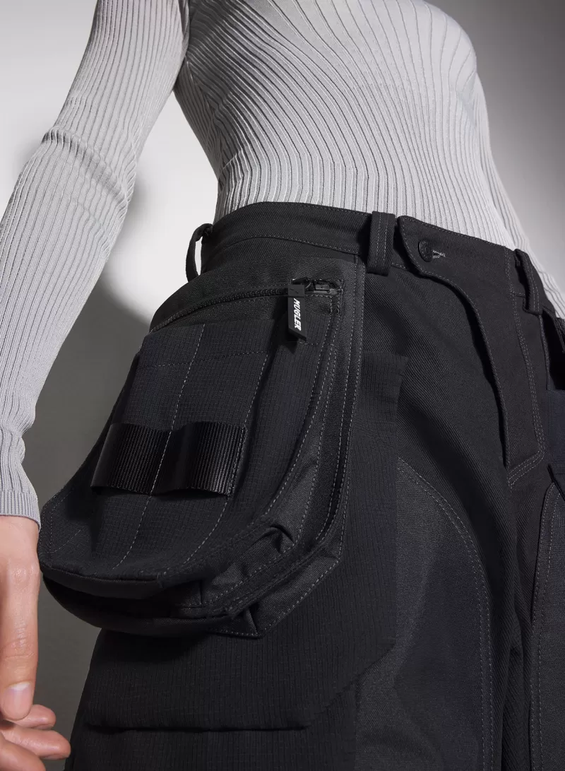black_technical_fabric_cargo_shorts_5-1.webp Shop MUGLER black technical fabric cargo shorts