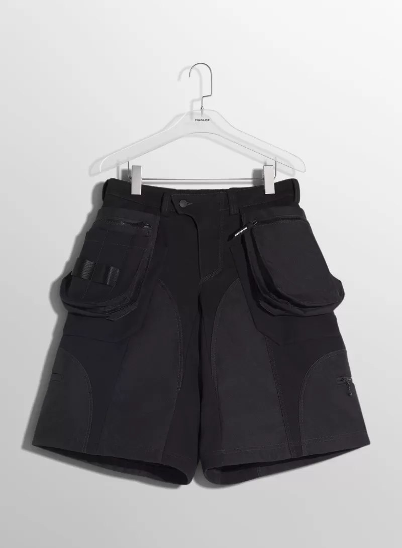black_technical_fabric_cargo_shorts_6-1.webp Shop MUGLER black technical fabric cargo shorts