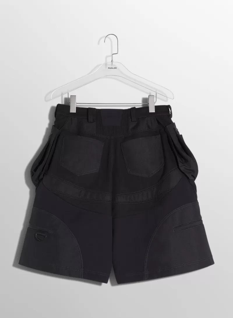 black_technical_fabric_cargo_shorts_7-1.webp Shop MUGLER black technical fabric cargo shorts