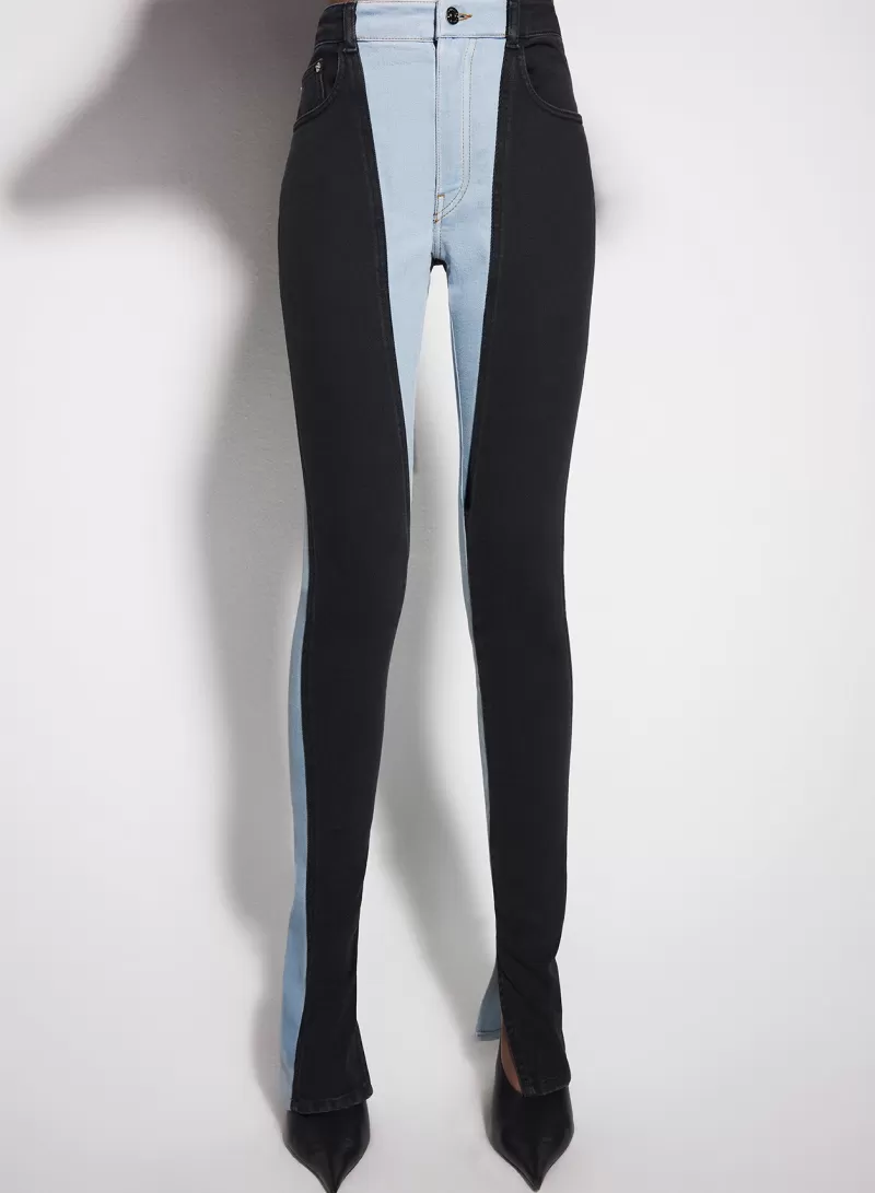Outlet MUGLER blue bi-color skinny jeans
