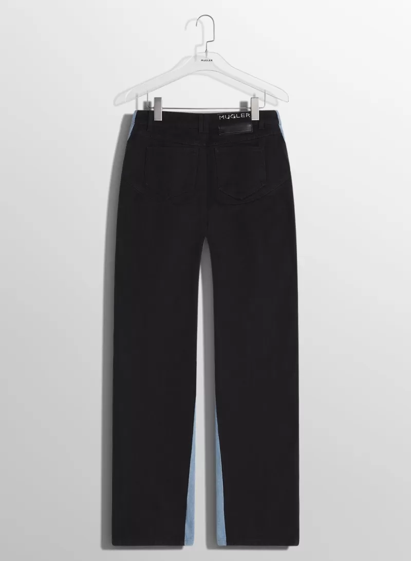Flash Sale MUGLER blue bi-color straight leg jeans