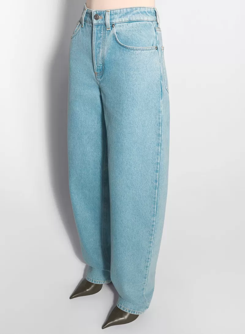 Fashion MUGLER blue laced-up wide leg jeans