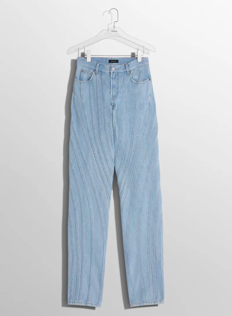 Best Sale MUGLER blue spiral baggy jeans