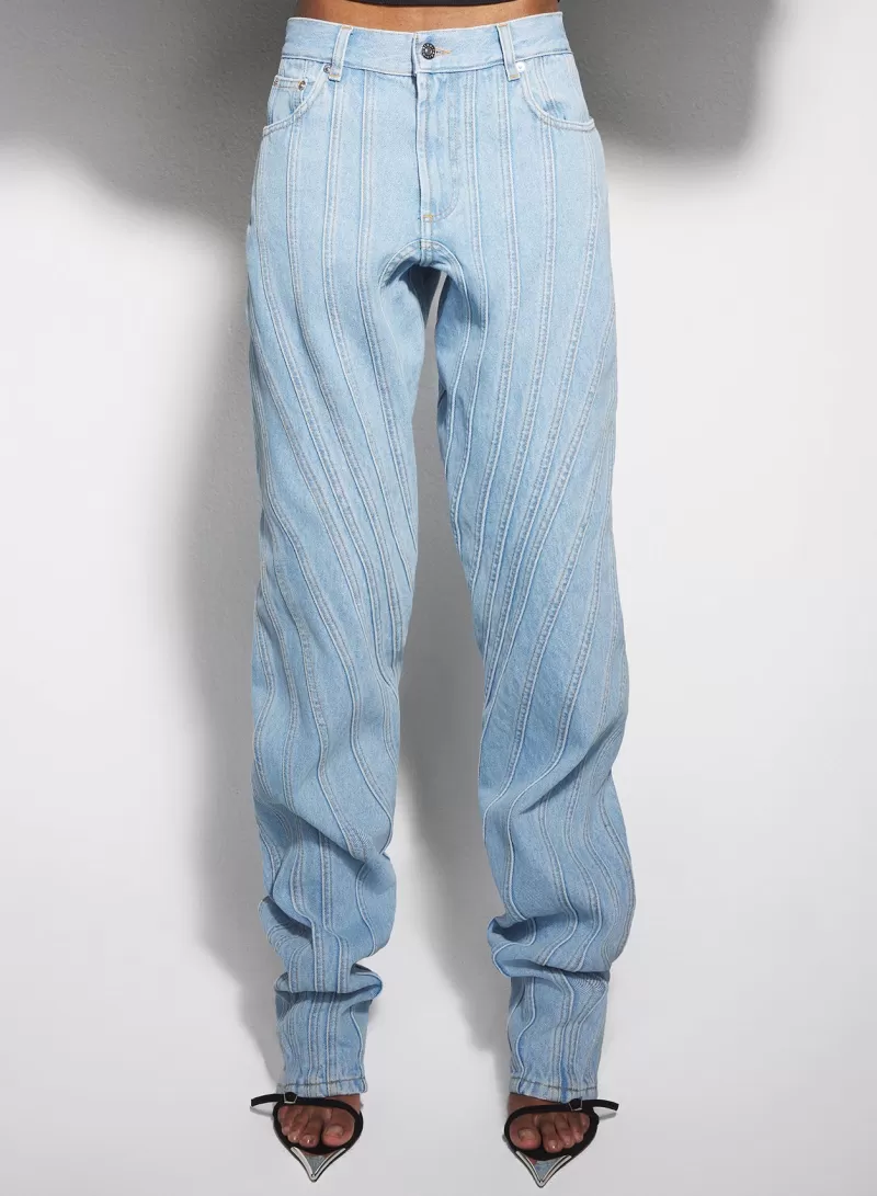 Best Sale MUGLER blue spiral baggy jeans