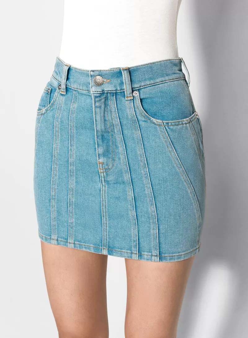Cheap MUGLER blue spiral denim skirt