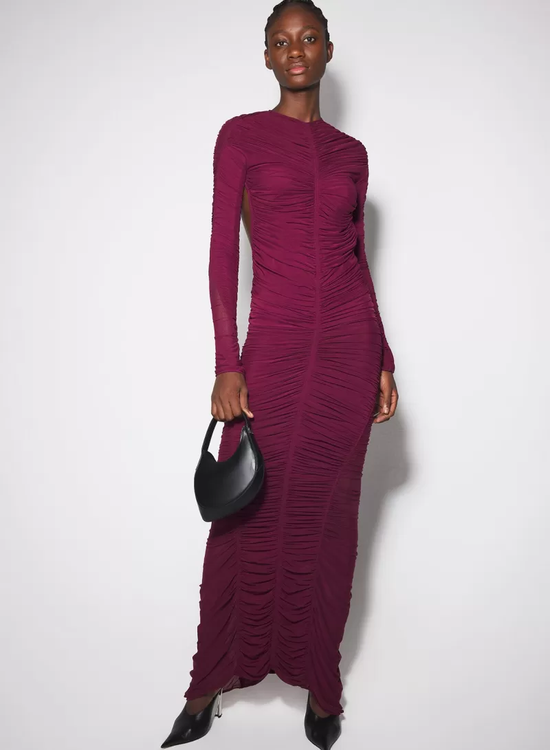 Sale MUGLER burgundy ruched gown