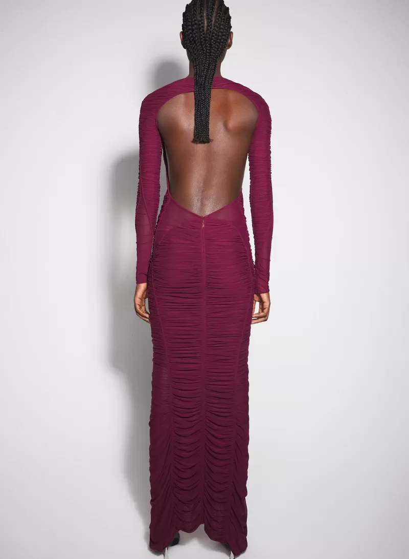 Sale MUGLER burgundy ruched gown