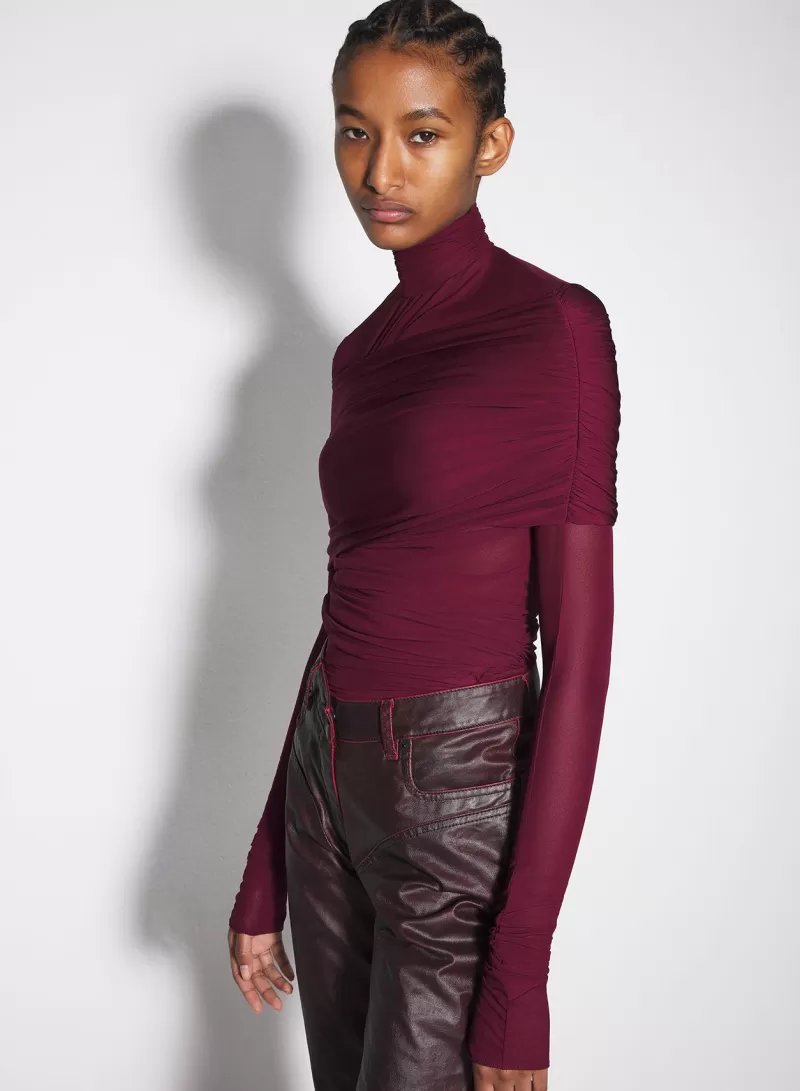Store MUGLER burgundy ruched top